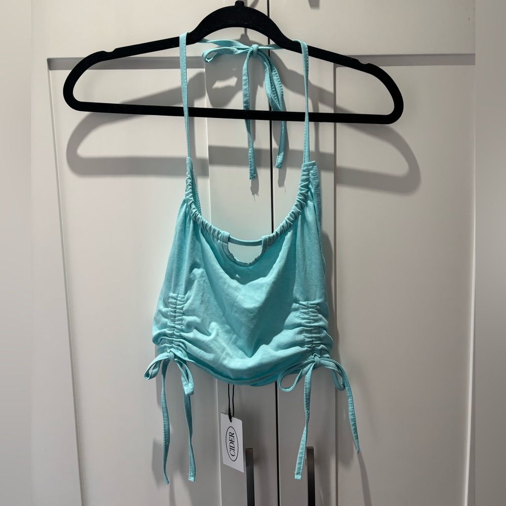 Cider Turquoise Tie Halter Top